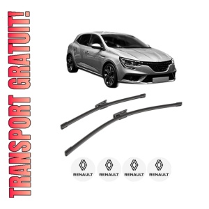 Set stergatoare RENAULT MEGANE IV Hatchback (B9A/M/N_) din 2015-2021, pentru parbriz auto, 2 bucati, Bosch Aerotwin, din cauciuc siliconat rezistent, 4 Stickere Auto RENAULT