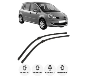 Set stergatoare RENAULT MODUS / GRAND MODUS (F/JP0_) din 2004-2012, pentru parbriz auto, 2 bucati, Valeo Silencio Xtrm, din cauciuc siliconat rezistent, 4 Stickere Auto RENAULT v39966