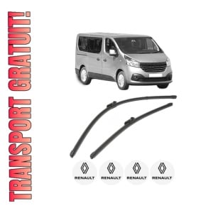 Set stergatoare RENAULT TRAFIC III Bus (JG_) din 2014-2021, pentru parbriz auto, 2 bucati, Valeo Silencio Xtrm, din cauciuc siliconat rezistent, 4 Stickere Auto RENAULT