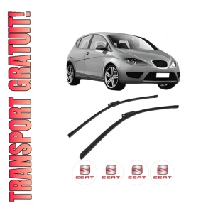 Set stergatoare SEAT ALTEA (5P1) din 2004-2015, pentru parbriz auto, 2 bucati, Bosch Aerotwin, din cauciuc siliconat rezistent, 4 Stickere Auto SEAT