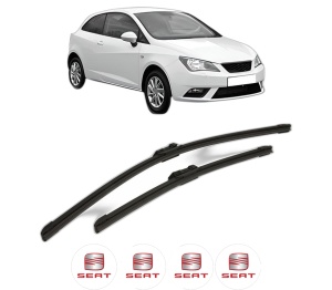 Set stergatoare SEAT IBIZA IV SC (6J1, 6P5) din 2008-2016, pentru parbriz auto, 2 bucati, Bosch Aerotwin, din cauciuc siliconat rezistent, 4 Stickere Auto SEAT v55341