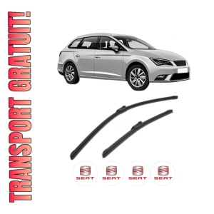 Set stergatoare SEAT LEON ST (5F8) din 2012-2020, pentru parbriz auto, 2 bucati, Bosch Aerotwin, din cauciuc siliconat rezistent, 4 Stickere Auto SEAT