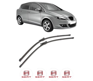 Set stergatoare SEAT TOLEDO III (5P2) din 2004-2009, pentru parbriz auto, 2 bucati, Valeo Silencio, din cauciuc siliconat rezistent, 4 Stickere Auto SEAT v36006