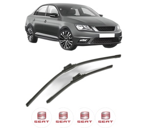 Set stergatoare SEAT TOLEDO IV (KG3) din 2012-2019, pentru parbriz auto, 2 bucati, Bosch Aerotwin, din cauciuc siliconat rezistent, 4 Stickere Auto SEAT v54081