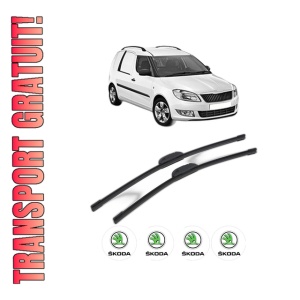Set stergatoare SKODA FABIA I Praktik (6Y5) din 2000-2005, pentru parbriz auto, 2 bucati, Bosch Aerotwin Retrofit, din cauciuc siliconat rezistent, 4 Stickere Auto SKODA