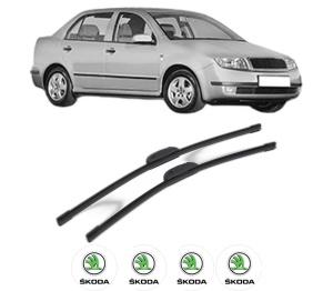 Set stergatoare SKODA FABIA I Saloon (6Y3) din 1999-2006, pentru parbriz auto, 2 bucati, Bosch Aerotwin Retrofit, din cauciuc siliconat rezistent, 4 Stickere Auto SKODA v47721