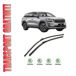 Set stergatoare SKODA KODIAQ II (PS7) din 2024, pentru parbriz auto, 2 bucati, Bosch Aerotwin, din cauciuc siliconat rezistent, 4 Stickere Auto SKODA