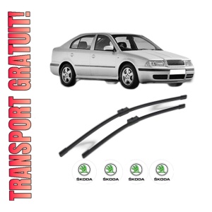 Set stergatoare SKODA Octavia I (1U2) din 1996-2005, pentru parbriz auto, 2 bucati, Bosch Aerotwin, din cauciuc siliconat rezistent, 4 Stickere Auto SKODA