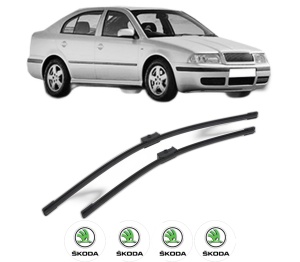 Set stergatoare SKODA OCTAVIA I (1U2) din 1996-2005, pentru parbriz auto, 2 bucati, Bosch Aerotwin, din cauciuc siliconat rezistent, 4 Stickere Auto SKODA v43511