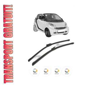 Set stergatoare SMART FORTWO Cabrio (451) din 2007-2013, pentru parbriz auto, 2 bucati, Bosch Aerotwin, din cauciuc siliconat rezistent, 4 Stickere Auto SMART