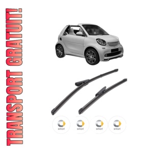 Set stergatoare SMART FORTWO Convertible (453) din 2015-2017, pentru parbriz auto, 2 bucati, Valeo Silencio, din cauciuc siliconat rezistent, 4 Stickere Auto SMART