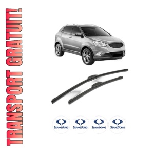 Set stergatoare SSANGYONG KORANDO (CK) din 2010-2015, pentru parbriz auto, 2 bucati, Bosch Aerotwin Retrofit, din cauciuc siliconat rezistent, 4 Stickere Auto SSANGYONG