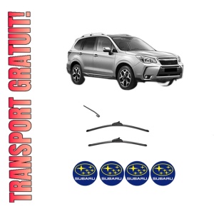Set stergatoare SUBARU FORESTER (SJ_) din 2012-2013, pentru parbriz auto, 2 bucati, Valeo Silencio, din cauciuc siliconat rezistent, 4 Stickere Auto SUBARU