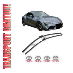 Set stergatoare TOYOTA SUPRA (DB_) din 2019, pentru parbriz auto, 2 bucati, Valeo Silencio Xtrm, din cauciuc siliconat rezistent, 4 Stickere Auto TOYOTA