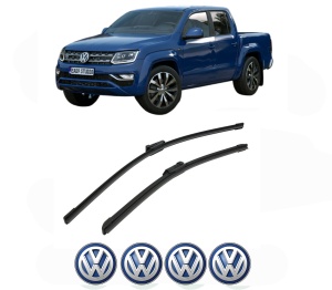 Set stergatoare Volkswagen AMAROK (T1A, T1B) din 2022, pentru parbriz auto, 2 bucati, Bosch Aerotwin, din cauciuc siliconat rezistent, 4 Stickere Auto Volkswagen v49551