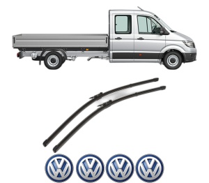 Set stergatoare Volkswagen CRAFTER 30-50 Platform/Chassis (2F_) din 2006-2016, pentru parbriz auto, 2 bucati, Valeo Silencio Xtrm, din cauciuc siliconat rezistent, 4 Stickere Auto Volkswagen v39846