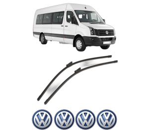 Set stergatoare Volkswagen CRAFTER Bus (SYI, SYJ) din 2016-2024, pentru parbriz auto, 2 bucati, Bosch Aerotwin, din cauciuc siliconat rezistent, 4 Stickere Auto Volkswagen v49736