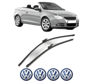 Set stergatoare Volkswagen EOS (1F7, 1F8) din 2006-2015, pentru parbriz auto, 2 bucati, Valeo Silencio Xtrm, din cauciuc siliconat rezistent, 4 Stickere Auto Volkswagen v39366