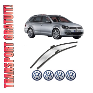 Set stergatoare Volkswagen GOLF VAN VI Variant (AJ5) din 2009-2014, pentru parbriz auto, 2 bucati, Valeo Silencio Xtrm, din cauciuc siliconat rezistent, 4 Stickere Auto Volkswagen