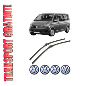 Set stergatoare Volkswagen MULTIVAN T6 (SGF, SGM, SGN, SHM, SHN) din 2015-2024, pentru parbriz auto, 2 bucati, Bosch Aerotwin, din cauciuc siliconat rezistent, 4 Stickere Auto Volkswagen
