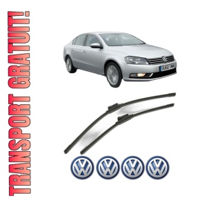 Set stergatoare Volkswagen PASSAT B7 (A32, A33) din 2011-2020, pentru parbriz auto, 2 bucati, Bosch Aerotwin, din cauciuc siliconat rezistent, 4 Stickere Auto Volkswagen