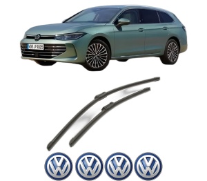 Set stergatoare Volkswagen PASSAT B9 Variant (CJ5) din 2023-2024, pentru parbriz auto, 2 bucati, Bosch Aerotwin, din cauciuc siliconat rezistent, 4 Stickere Auto Volkswagen v52081