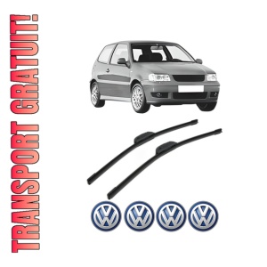 Set stergatoare Volkswagen POLO (6N2) din 1999-2000, pentru parbriz auto, 2 bucati, Bosch Aerotwin Retrofit, din cauciuc siliconat rezistent, 4 Stickere Auto Volkswagen