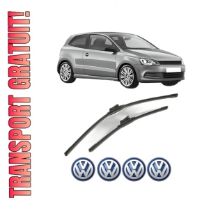 Set stergatoare Volkswagen POLO V (6R1, 6C1) din 2009-2022, pentru parbriz auto, 2 bucati, Bosch Aerotwin, din cauciuc siliconat rezistent, 4 Stickere Auto Volkswagen