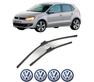 Set stergatoare Volkswagen POLO Van V (6R1, 6C1) din 2009-2017, pentru parbriz auto, 2 bucati, Bosch Aerotwin, din cauciuc siliconat rezistent, 4 Stickere Auto Volkswagen v54021