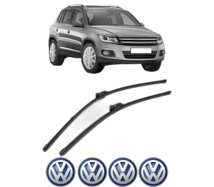 Set stergatoare Volkswagen TIGUAN (5N_) din 2007-2018, pentru parbriz auto, 2 bucati, Valeo Silencio Xtrm, din cauciuc siliconat rezistent, 4 Stickere Auto Volkswagen v38286