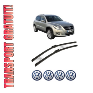 Set stergatoare Volkswagen TIGUAN VAN (5N_) din 2007-2018, pentru parbriz auto, 2 bucati, Bosch Aerotwin, din cauciuc siliconat rezistent, 4 Stickere Auto Volkswagen