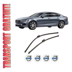 Set stergatoare VOLVO S90 II (234) din 2016-2023, pentru parbriz auto, 2 bucati, Valeo Silencio Xtrm, din cauciuc siliconat rezistent, 4 Stickere Auto VOLVO