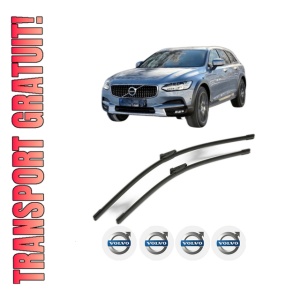 Set stergatoare VOLVO V90 II Cross Country (236) din 2016-2022, pentru parbriz auto, 2 bucati, Bosch Aerotwin, din cauciuc siliconat rezistent, 4 Stickere Auto VOLVO