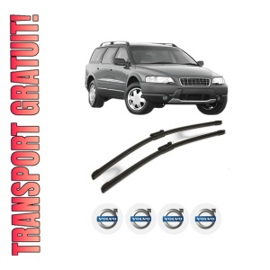 Set stergatoare VOLVO XC70 I Cross Country (295) din 1997-2007, pentru parbriz auto, 2 bucati, Bosch Aerotwin, din cauciuc siliconat rezistent, 4 Stickere Auto VOLVO