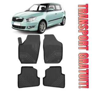 Skoda Fabia II Din 03.2007 - 10.2014, Hatchback , Set Covorase Auto Tip Tavita Premium 3D, din cauciuc