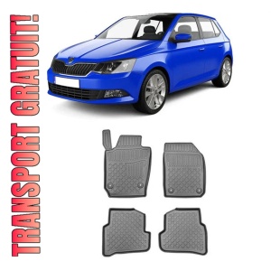 Skoda Fabia III, Hatchback, Din 11.2014 - Prezent , Set Covorase Auto Tip Tavita Premium 3D, din cauciuc