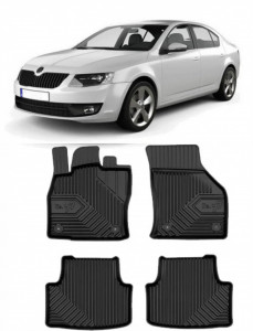 Skoda Octavia III Rs Din 2015 - Prezent, Hatchback , Set Covorase Auto Tip Tavita Premium 3D, din cauciuc accesorii pentru autoturismul tau - masina v164422
