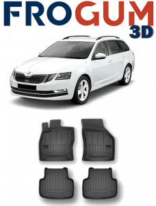 Skoda Octavia IV, Combi, Din 06.2020 - Prezent , Set Covorase Auto Tip Tavita Premium 3D, din cauciuc accesorii pentru autoturismul tau - masina v172012