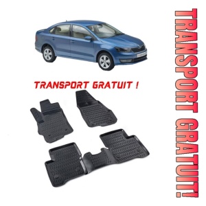 Skoda Rapid 2012-2022 Set 4 covorase auto din cauciuc tip tavita premium line 3D - Transport Gratuit!