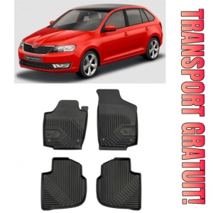 Skoda Rapid Din 10.2012 - 03.2019, Hatchback , Set Covorase Auto Tip Tavita Premium 3D, din cauciuc