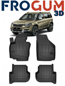 Skoda Yeti, Suv, Din 06.2009 - 11.2017 , Set Covorase Auto Tip Tavita Premium 3D, din cauciuc accesorii pentru autoturismul tau - masina v173021