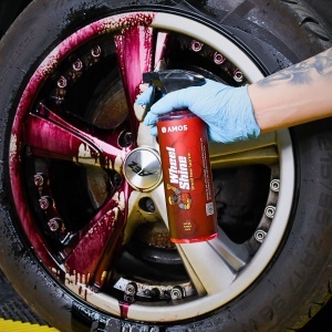 Solutie curatare jante AMOS Wheel Shine, curatare si ingrijire, indeparteaza praf de frana si particule metalice, indicator violet, fara reziduuri, cantitate 500 ml - Img 2