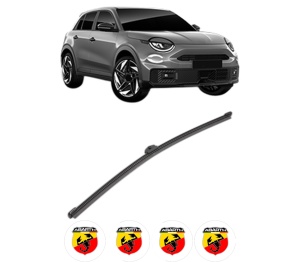 Stergator lamela spate ABARTH 600e din 2023, pentru luneta auto, Valeo Silencio Xtrm, din cauciuc siliconat rezistent, 4 Stickere Auto ABARTH v18046