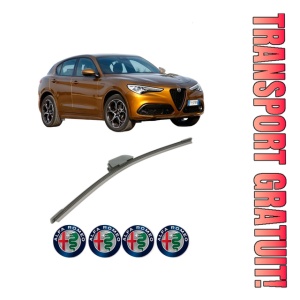 Stergator lamela spate ALFA ROMEO STELVIO (949_) din 2016, pentru luneta auto, Bosch Aerotwin, din cauciuc siliconat rezistent, 4 Stickere Auto ALFA ROMEO