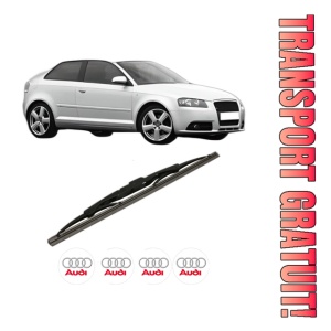 Stergator lamela spate AUDI A3 (8P1) din 2003 - 2012, pentru luneta auto, Bosch Twin, din cauciuc siliconat rezistent, 4 Stickere Auto AUDI