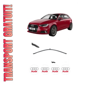 Stergator lamela spate AUDI A3 Sportback (8YA, 8YF) din 2019, pentru luneta auto, Valeo Silencio, din cauciuc siliconat rezistent, 4 Stickere Auto AUDI