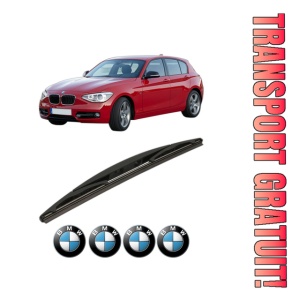 Stergator lamela spate BMW Seria 1 Van (F20) din 2015 - 2019, pentru luneta auto, Bosch Twin, din cauciuc siliconat rezistent, 4 Stickere Auto BMW