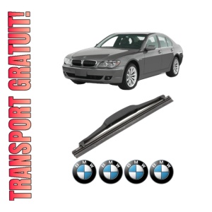 Stergator lamela spate BMW Seria 7 (E65, E66, E67) din 2005 - 2008, pentru luneta auto, Valeo Silencio, din cauciuc siliconat rezistent, 4 Stickere Auto BMW