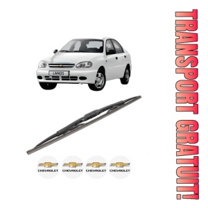 Stergator lamela spate CHEVROLET LANOS Saloon din 2005 - 2018, pentru luneta auto, Bosch Twin, din cauciuc siliconat rezistent, 4 Stickere Auto CHEVROLET