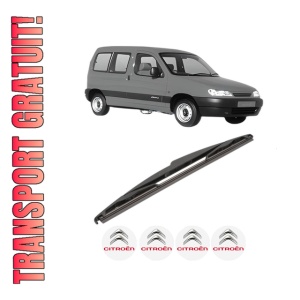 Stergator lamela spate CITROEN BERLINGO / BERLINGO FIRST MPV (MF_, GJK_, GFK_) din 1996 - 2011, pentru luneta auto, Valeo Silencio, din cauciuc siliconat rezistent, 4 Stickere Auto CITROEN